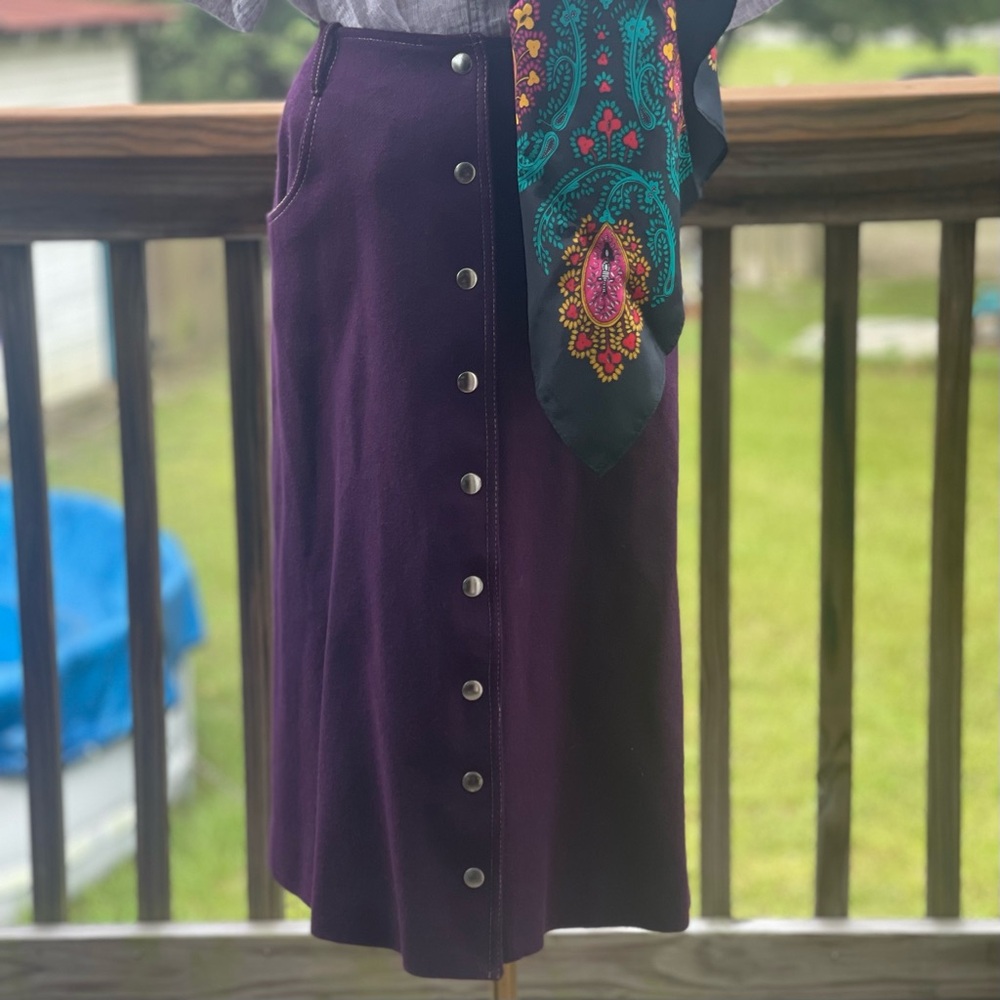 VTG Summit of Boston 70s Plumb Purple Button-Front Skirt Medium